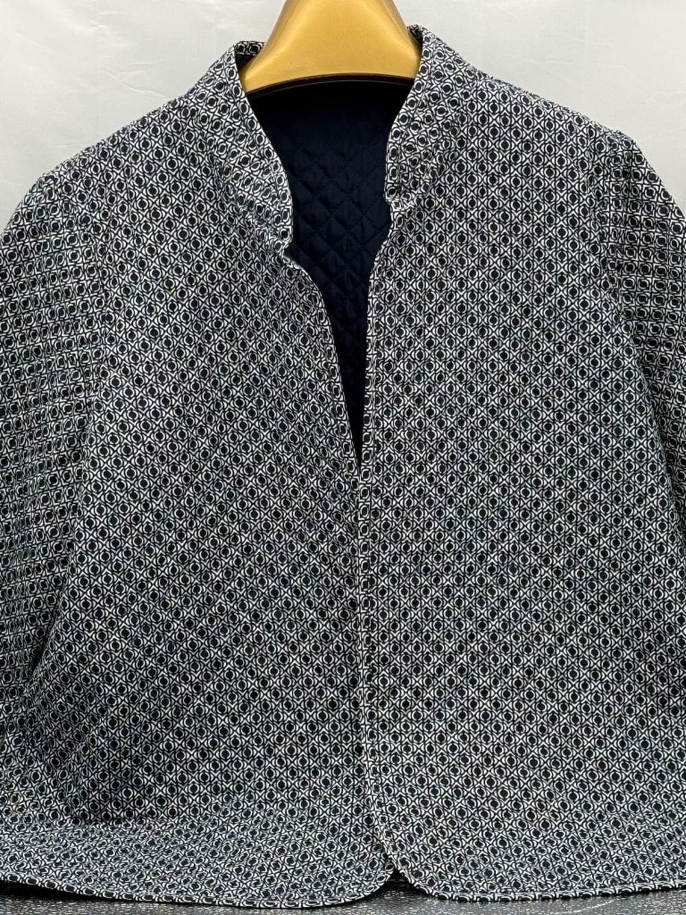 Reversible Blazer Navy Patterned/Navy with Bias Trim Quilted - Large